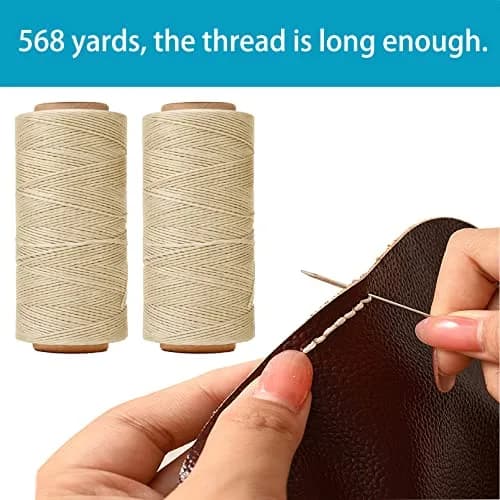 HILELIFE 568 Yards Waxed Thread for Leather Sewing, 150D 0.8mm (Beige) | Strong & Durable Leather Thread thumbnail 6