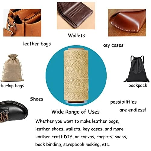 HILELIFE 568 Yards Waxed Thread for Leather Sewing, 150D 0.8mm (Beige) | Strong & Durable Leather Thread thumbnail 7