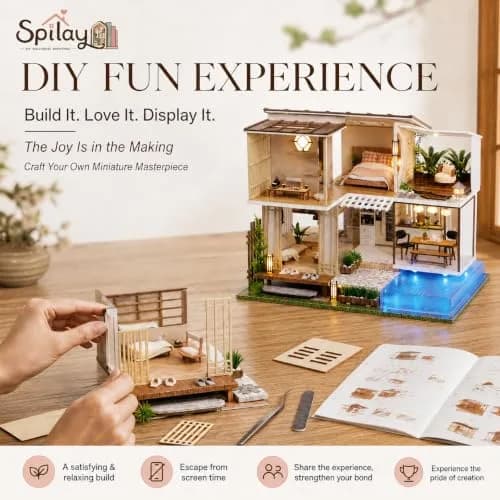 Spilay Miniature Dollhouse Kit for Adults | DIY Craft, Home Decor & Gift (11.41*9.25*9.45 IN) thumbnail 5