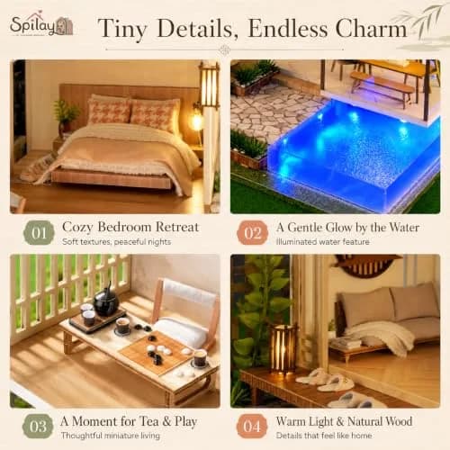 Spilay Miniature Dollhouse Kit for Adults | DIY Craft, Home Decor & Gift (11.41*9.25*9.45 IN) thumbnail 7
