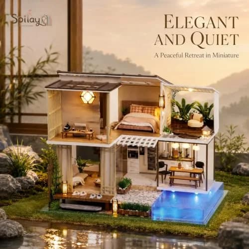 Spilay Miniature Dollhouse Kit for Adults | DIY Craft, Home Decor & Gift (11.41*9.25*9.45 IN) thumbnail 3
