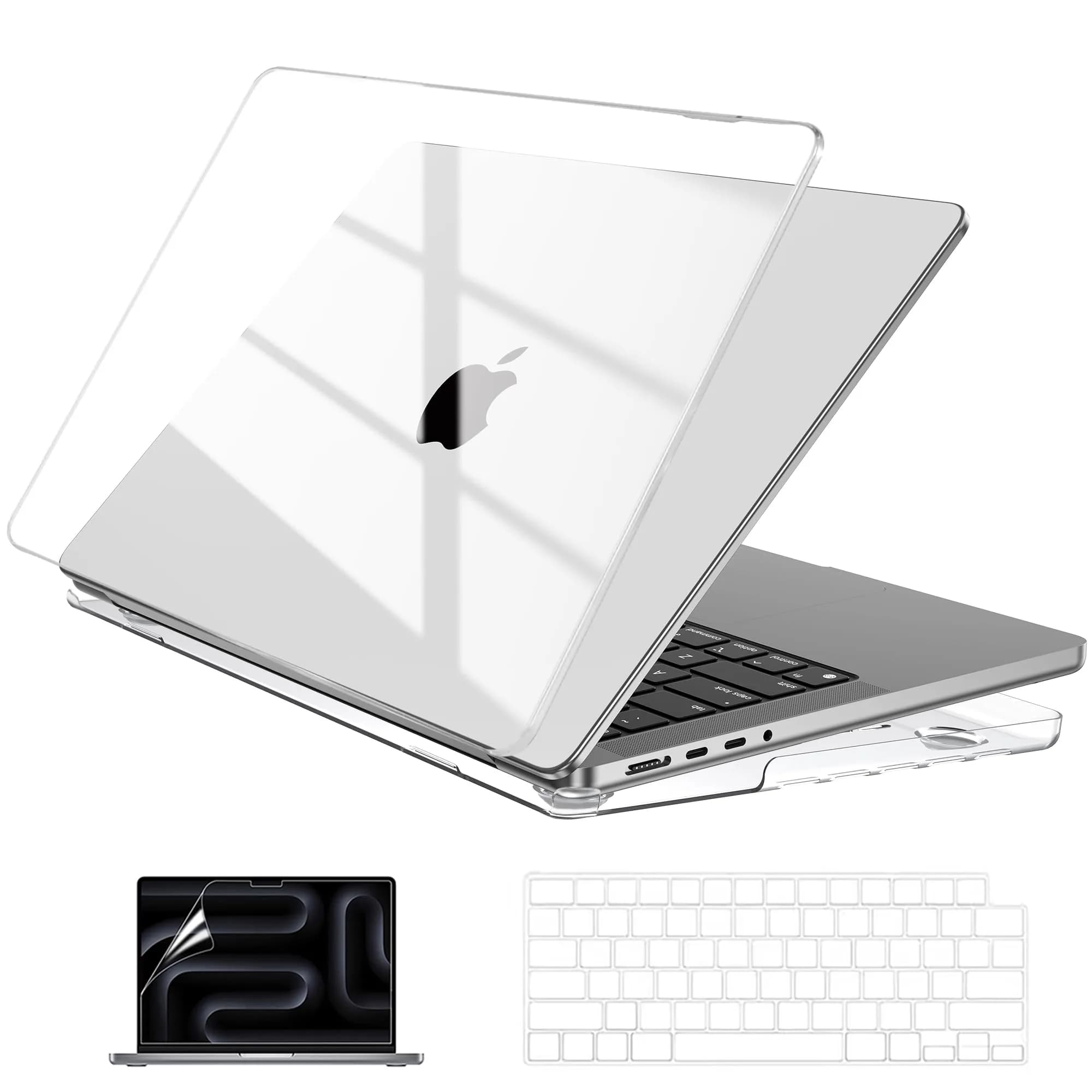 EooCoo Crystal Clear Case for MacBook Pro 14-inch (2021-2026 Models) | Snap-On Polycarbonate Protection - main product image