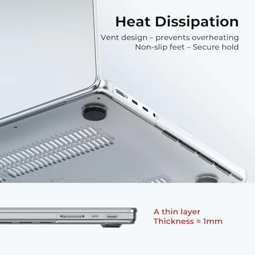 EooCoo Crystal Clear Case for MacBook Pro 14-inch (2021-2026 Models) | Snap-On Polycarbonate Protection thumbnail 4