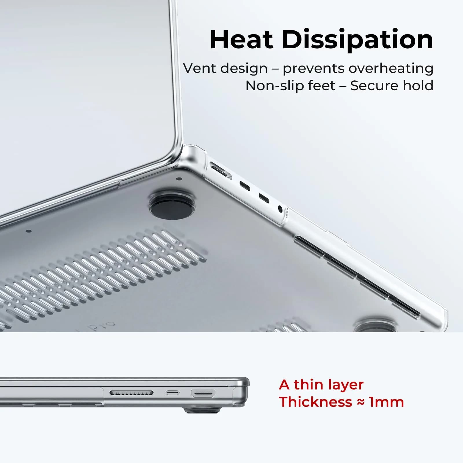 EooCoo Crystal Clear Case for MacBook Pro 14-inch (2021-2026 Models) | Snap-On Polycarbonate Protection - view 4