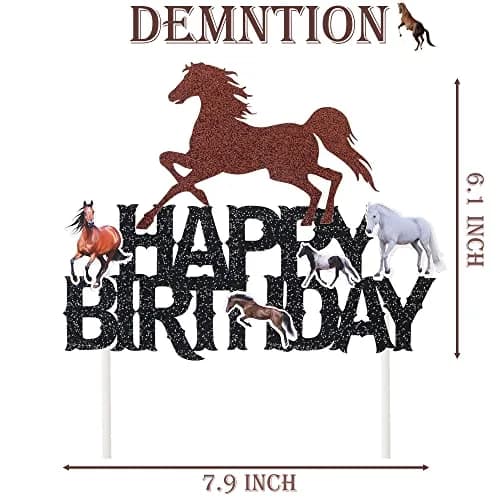 umoni Horse Happy Birthday Cake Topper Horse Racing Party Glitter Cake Decoration 7.8in x 6.1in | Horse Theme Celebration thumbnail 4