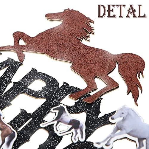 umoni Horse Happy Birthday Cake Topper Horse Racing Party Glitter Cake Decoration 7.8in x 6.1in | Horse Theme Celebration thumbnail 5