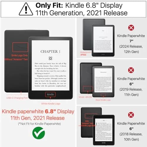 TNP Products Kindle Paperwhite 11th Gen Case, 6.8-Inch PU Leather, Almond Blossom | Smart Auto Sleep Wake Folio thumbnail 2