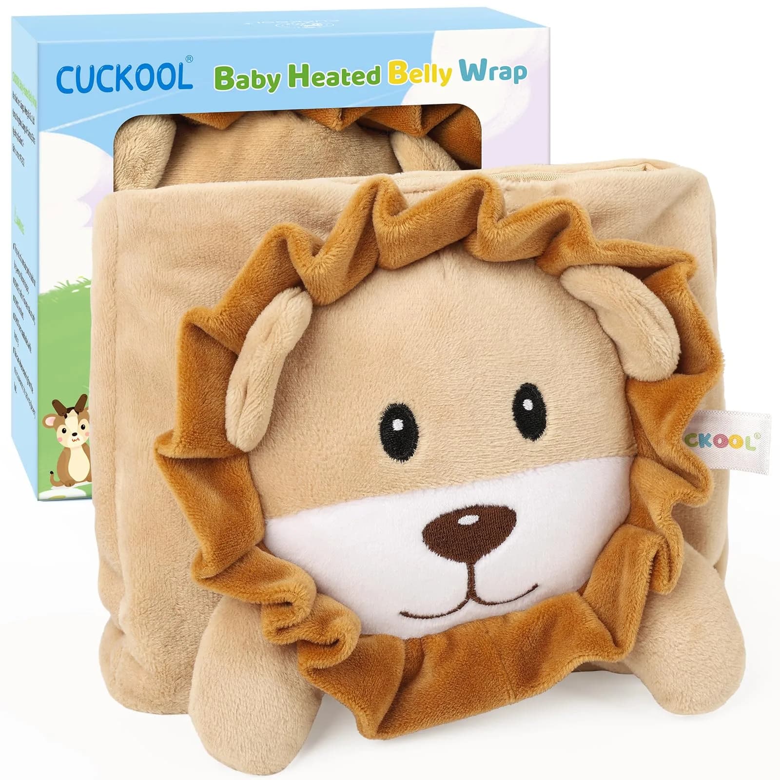Cuckool Baby Colic & Gas Relief Heated Tummy Wrap (Lion, 15.5-22 Inch Waist) | Soothes Upset Stomach & Bloating - main product image