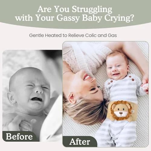 Cuckool Baby Colic & Gas Relief Heated Tummy Wrap (Lion, 15.5-22 Inch Waist) | Soothes Upset Stomach & Bloating thumbnail 4