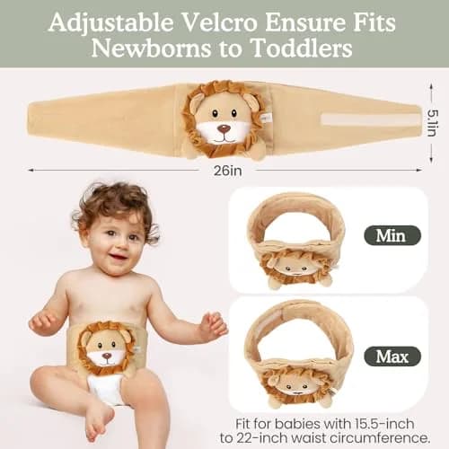 Cuckool Baby Colic & Gas Relief Heated Tummy Wrap (Lion, 15.5-22 Inch Waist) | Soothes Upset Stomach & Bloating thumbnail 5