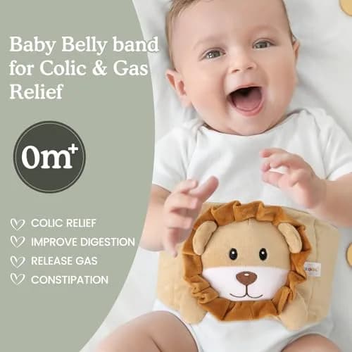 Cuckool Baby Colic & Gas Relief Heated Tummy Wrap (Lion, 15.5-22 Inch Waist) | Soothes Upset Stomach & Bloating thumbnail 2