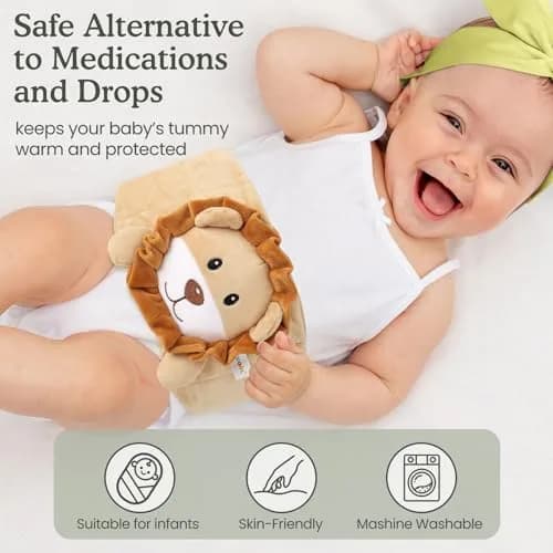 Cuckool Baby Colic & Gas Relief Heated Tummy Wrap (Lion, 15.5-22 Inch Waist) | Soothes Upset Stomach & Bloating thumbnail 3