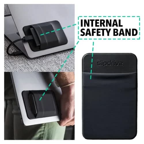 Slipdrive Portable SSD Sleeve for Laptops & Tablets - Black | Secure Stick-On Carrying Case for External Drives thumbnail 5