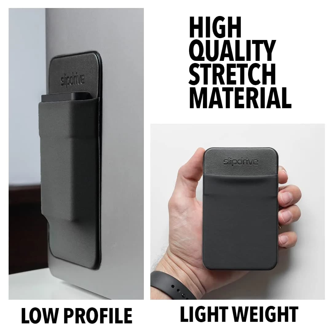 Slipdrive Portable SSD Sleeve for Laptops & Tablets - Black | Secure Stick-On Carrying Case for External Drives - view 6