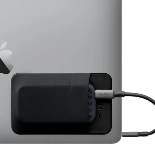 Slipdrive Portable SSD Sleeve for Laptops & Tablets - Black | Secure Stick-On Carrying Case for External Drives thumbnail 1