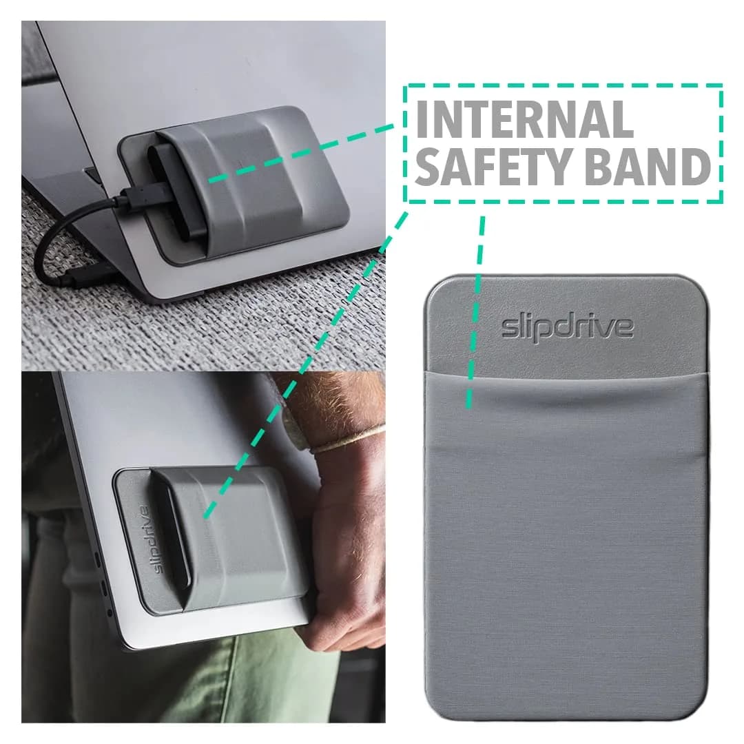 Slipdrive Gray Portable Hard Drive Sleeve for Laptop | 13 cm x 8.1 cm (5" x 3.2") Stick-on Case - view 5