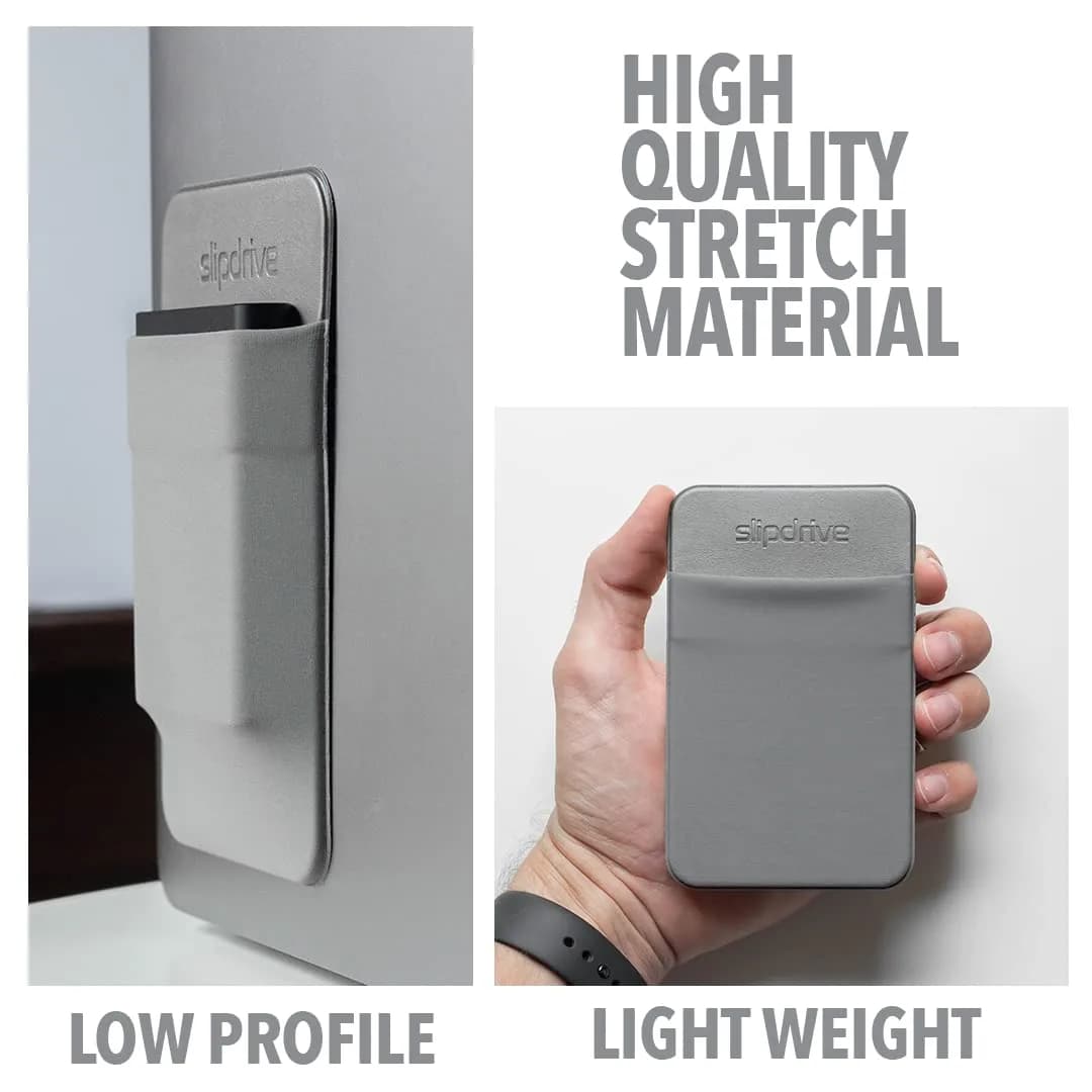Slipdrive Gray Portable Hard Drive Sleeve for Laptop | 13 cm x 8.1 cm (5" x 3.2") Stick-on Case - view 6