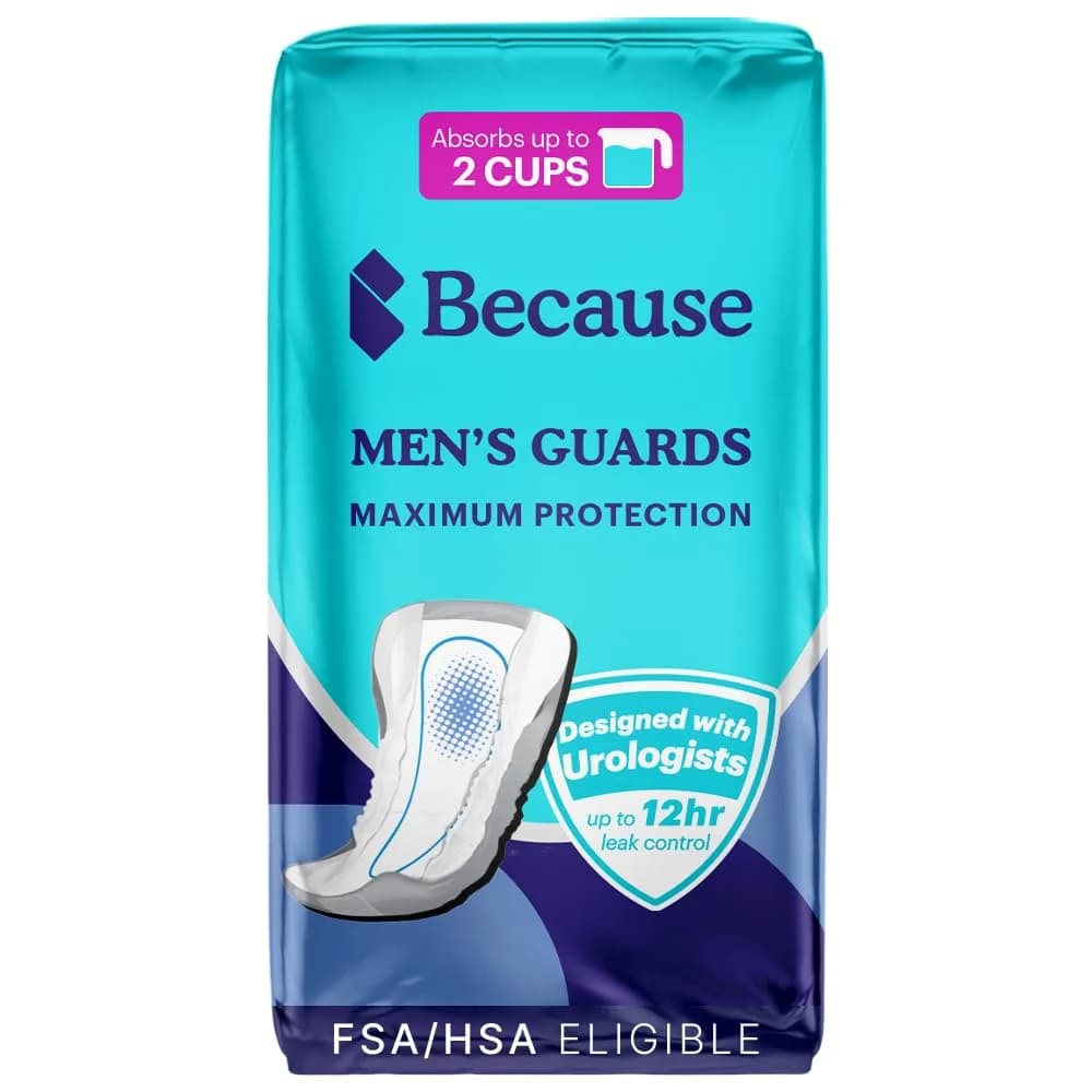 Because Premium Guards for Men - 20 Count Pack | 2 Cups Absorbency, Discreet, Odor Control