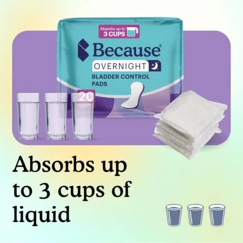 Because Premium Overnight Incontinence Pads for Women - Extra Heavy Absorbency, 120 Count (6 Packs of 20) | Leak-Free Nighttime Protection thumbnail 5