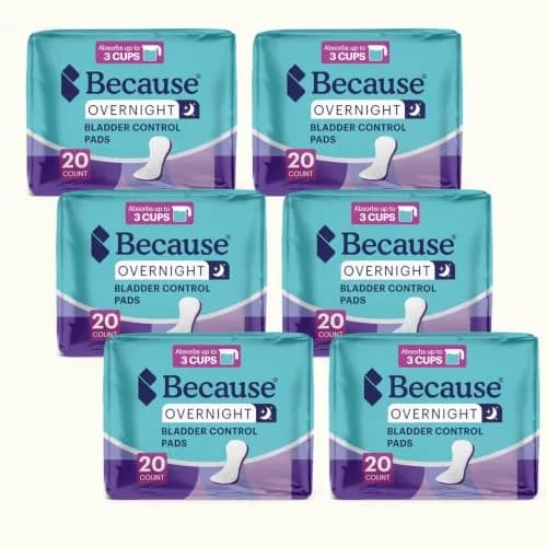 Because Premium Overnight Incontinence Pads for Women - Extra Heavy Absorbency, 120 Count (6 Packs of 20) | Leak-Free Nighttime Protection thumbnail 2