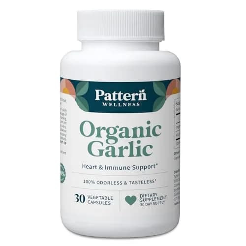 Pattern Wellness Odorless Organic Garlic Supplement – 30 Capsules | Supports Circulatory & Immune Health thumbnail 1