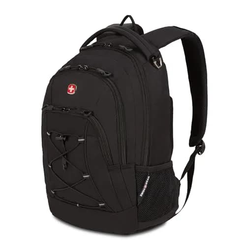 SwissGear Bungee Core Laptop Backpack | Fits Most 13-Inch Laptops, Airflow Back Panel, Reflective Accents, Bungee Cord System, Black, 26L thumbnail 1
