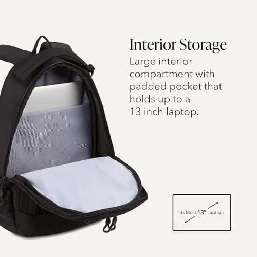 SwissGear Bungee Core Laptop Backpack | Fits Most 13-Inch Laptops, Airflow Back Panel, Reflective Accents, Bungee Cord System, Black, 26L thumbnail 4