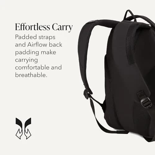 SwissGear Bungee Core Laptop Backpack | Fits Most 13-Inch Laptops, Airflow Back Panel, Reflective Accents, Bungee Cord System, Black, 26L thumbnail 5