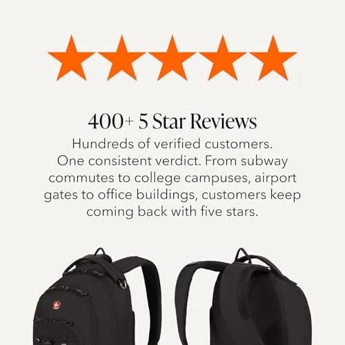 SwissGear Bungee Core Laptop Backpack | Fits Most 13-Inch Laptops, Airflow Back Panel, Reflective Accents, Bungee Cord System, Black, 26L thumbnail 7