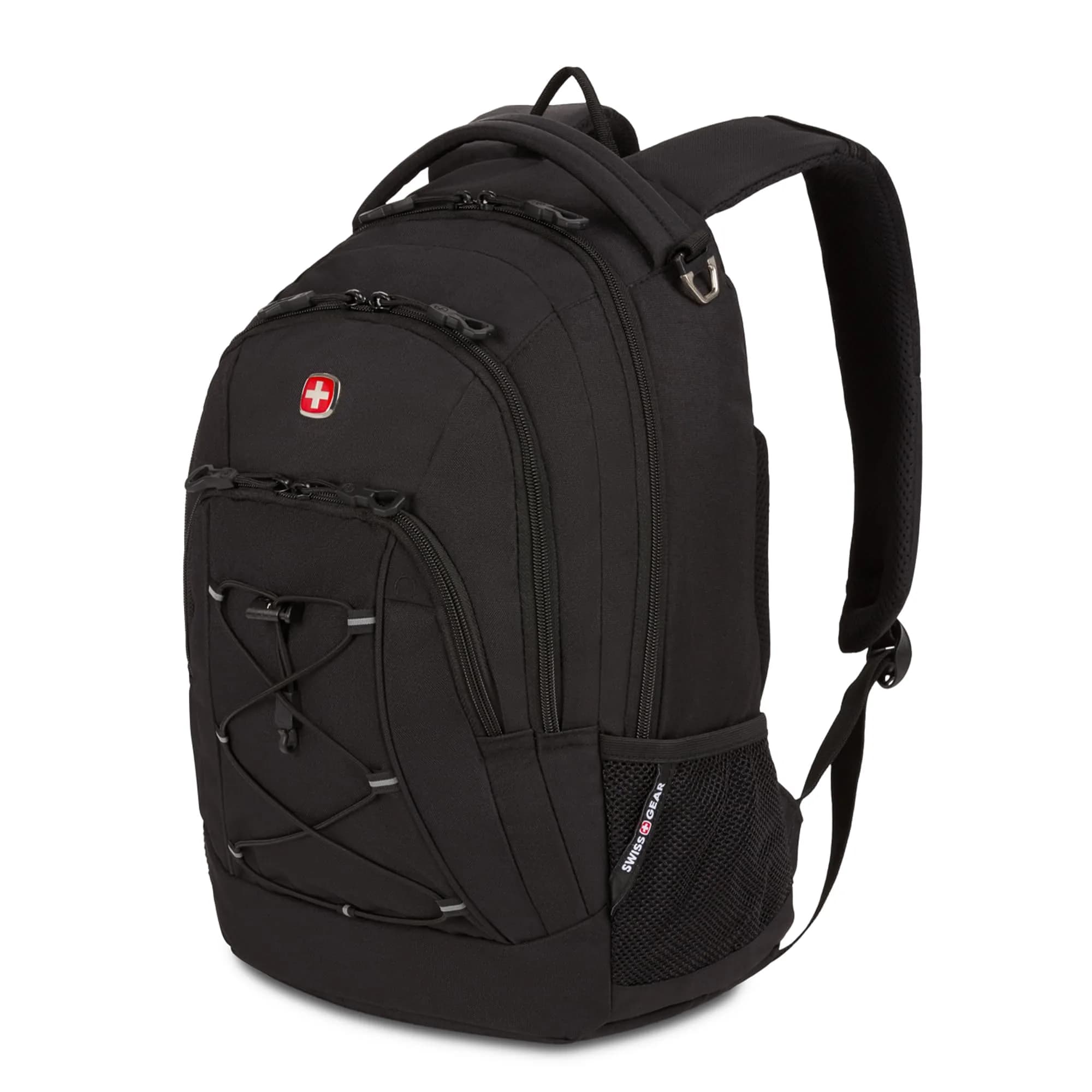 SwissGear Bungee Core Laptop Backpack | Fits Most 13-Inch Laptops, Airflow Back Panel, Reflective Accents, Bungee Cord System, Black, 26L - main product image
