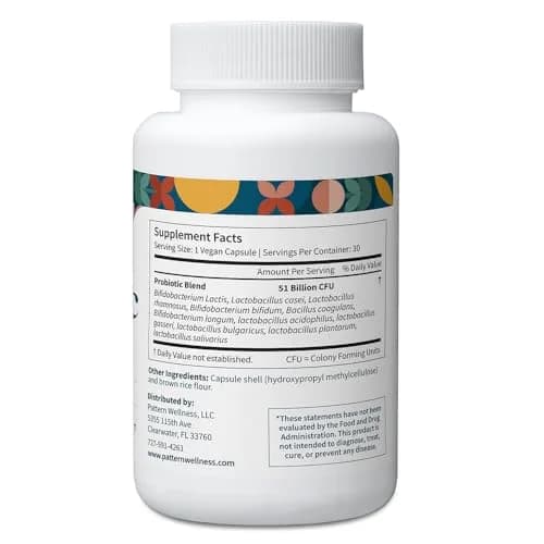 Pattern Wellness Probiotic Supplement – 30 Vegan Capsules | 51 Billion CFU for Gut & Immune Support thumbnail 3