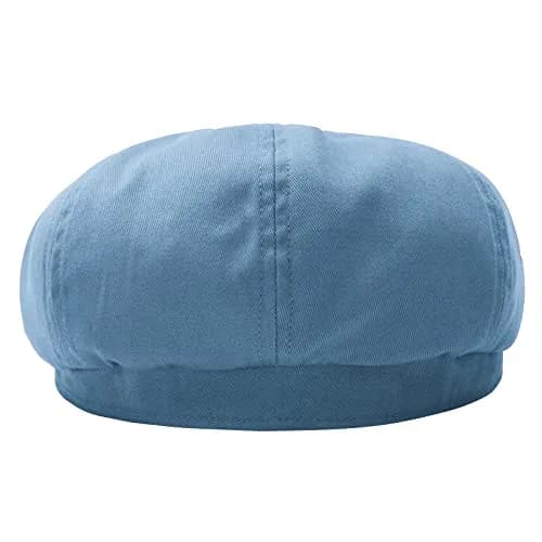 BOTVELA Men's 100% Cotton Newsboy Flat Cap | Light Blue, 7 3/8 (58.5 cm) thumbnail 4