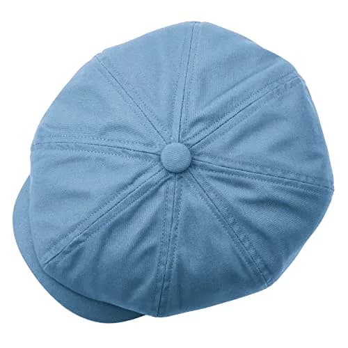 BOTVELA Men's 100% Cotton Newsboy Flat Cap | Light Blue, 7 3/8 (58.5 cm) thumbnail 5