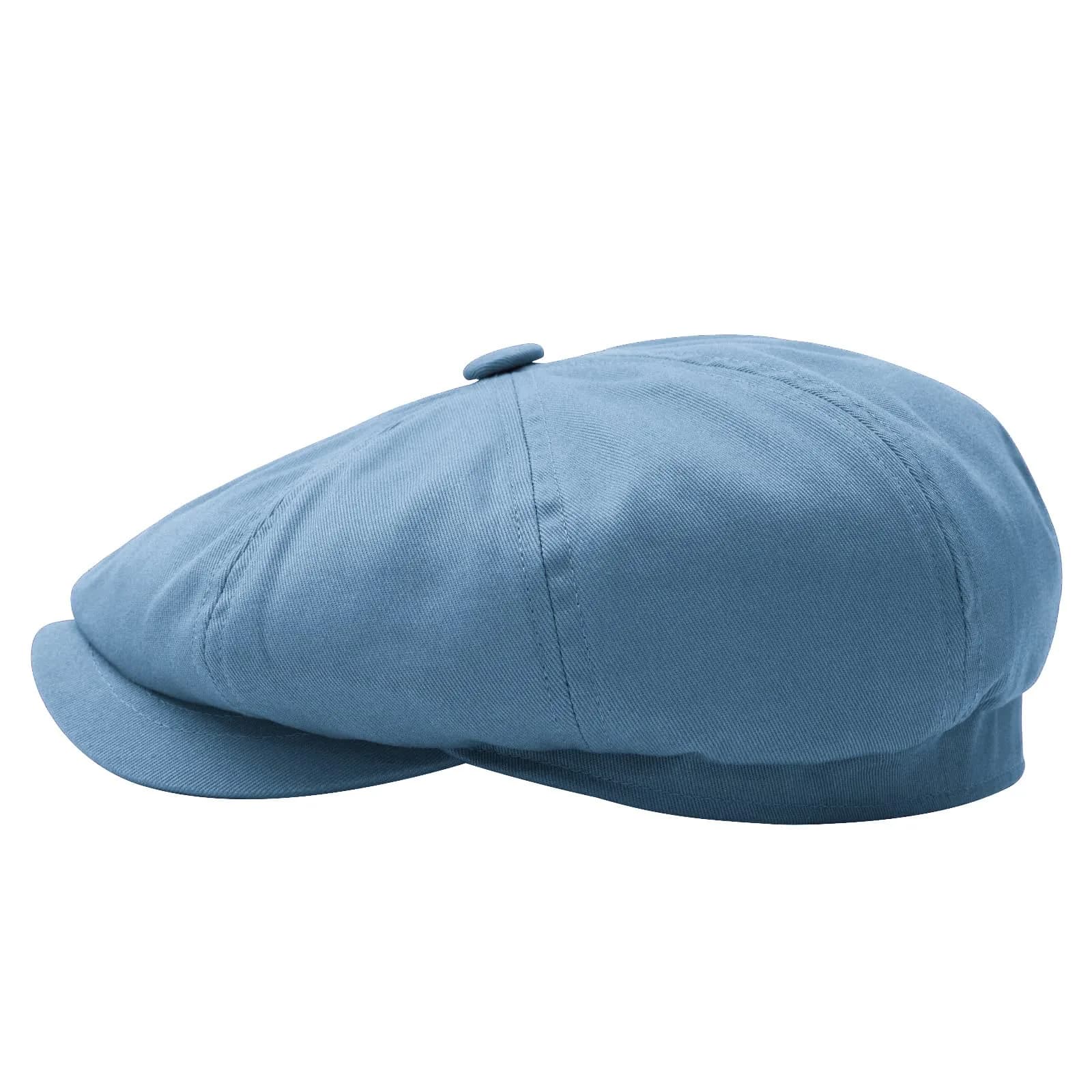 BOTVELA Men's 100% Cotton Newsboy Flat Cap | Light Blue, 7 3/8 (58.5 cm) - view 2