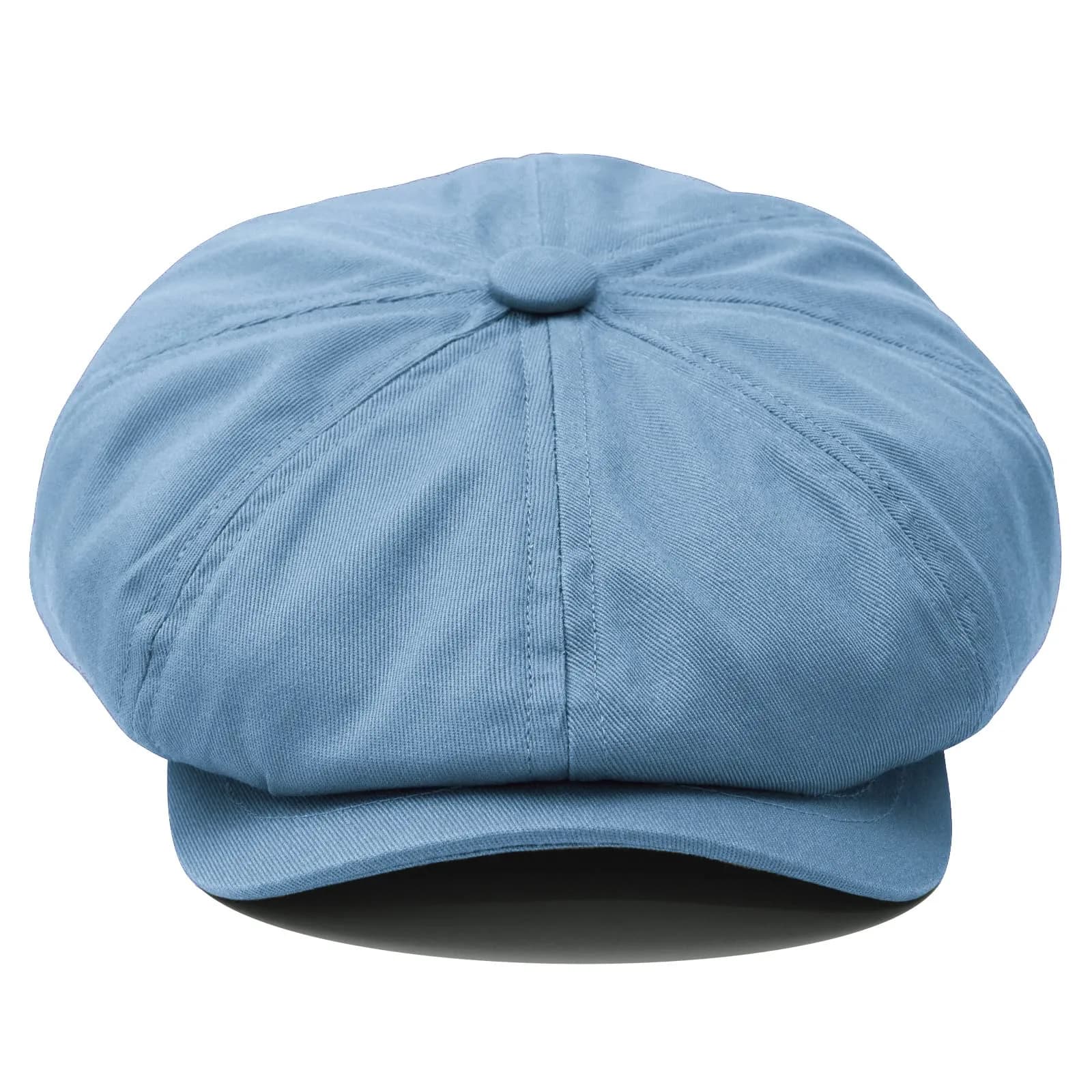 BOTVELA Men's 100% Cotton Newsboy Flat Cap | Light Blue, 7 3/8 (58.5 cm) - view 3