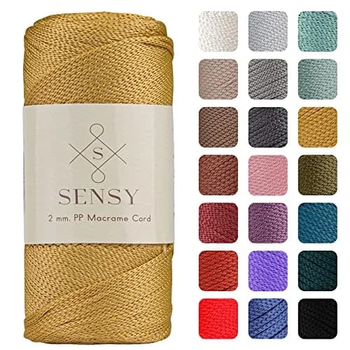 SENSY Premium Polyester Macrame Cord 2mm (754 ft / 230 m) Mustard | High Quality Crochet Bag Yarn thumbnail 1