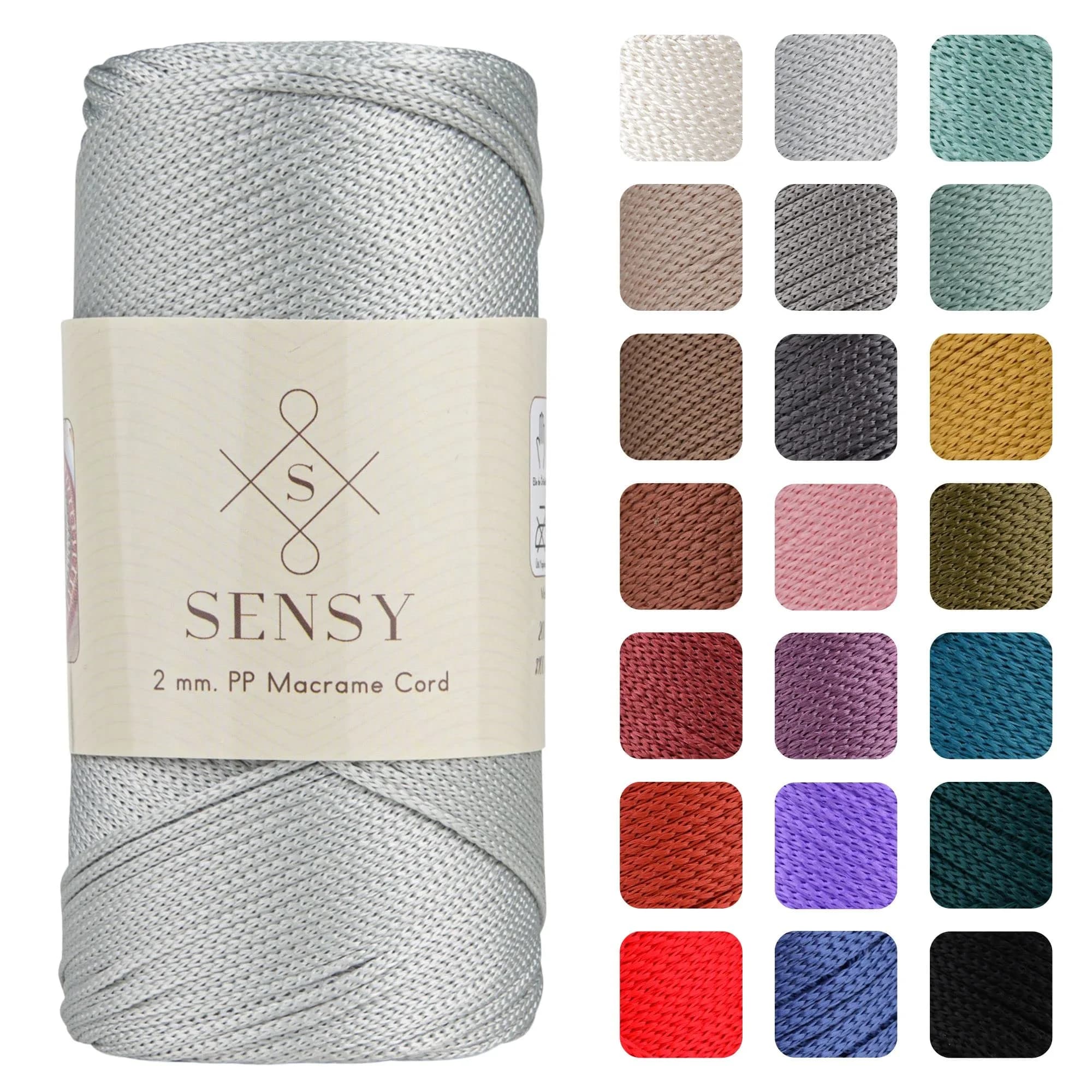 S SENSY Premium Macrame Cord 2mm (754 ft / 230 m) Silver | Sparkle & Shine for Crochet & Knitting Projects - main product image