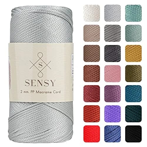 S SENSY Premium Macrame Cord 2mm (754 ft / 230 m) Silver | Sparkle & Shine for Crochet & Knitting Projects thumbnail 1