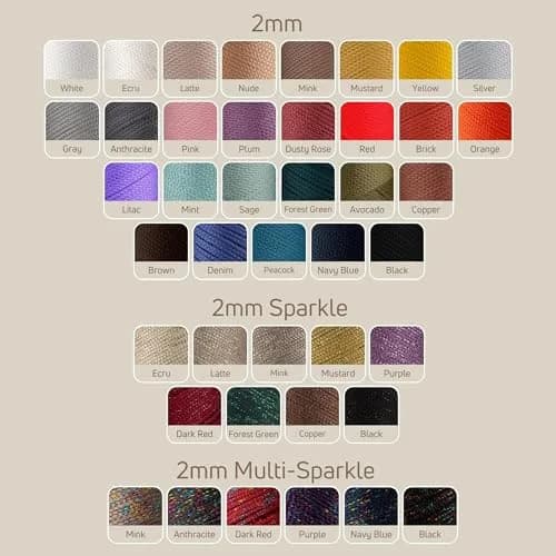 S SENSY Premium Macrame Cord 2mm (754 ft / 230 m) Silver | Sparkle & Shine for Crochet & Knitting Projects thumbnail 3