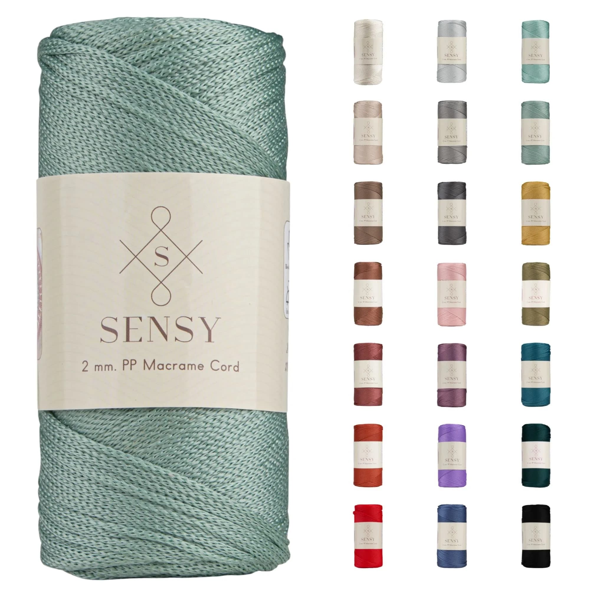 S SENSY 2mm Polyester Cord 251 Yards (230m) | Sage Color Macrame Rope for Bags & Decor - main product image