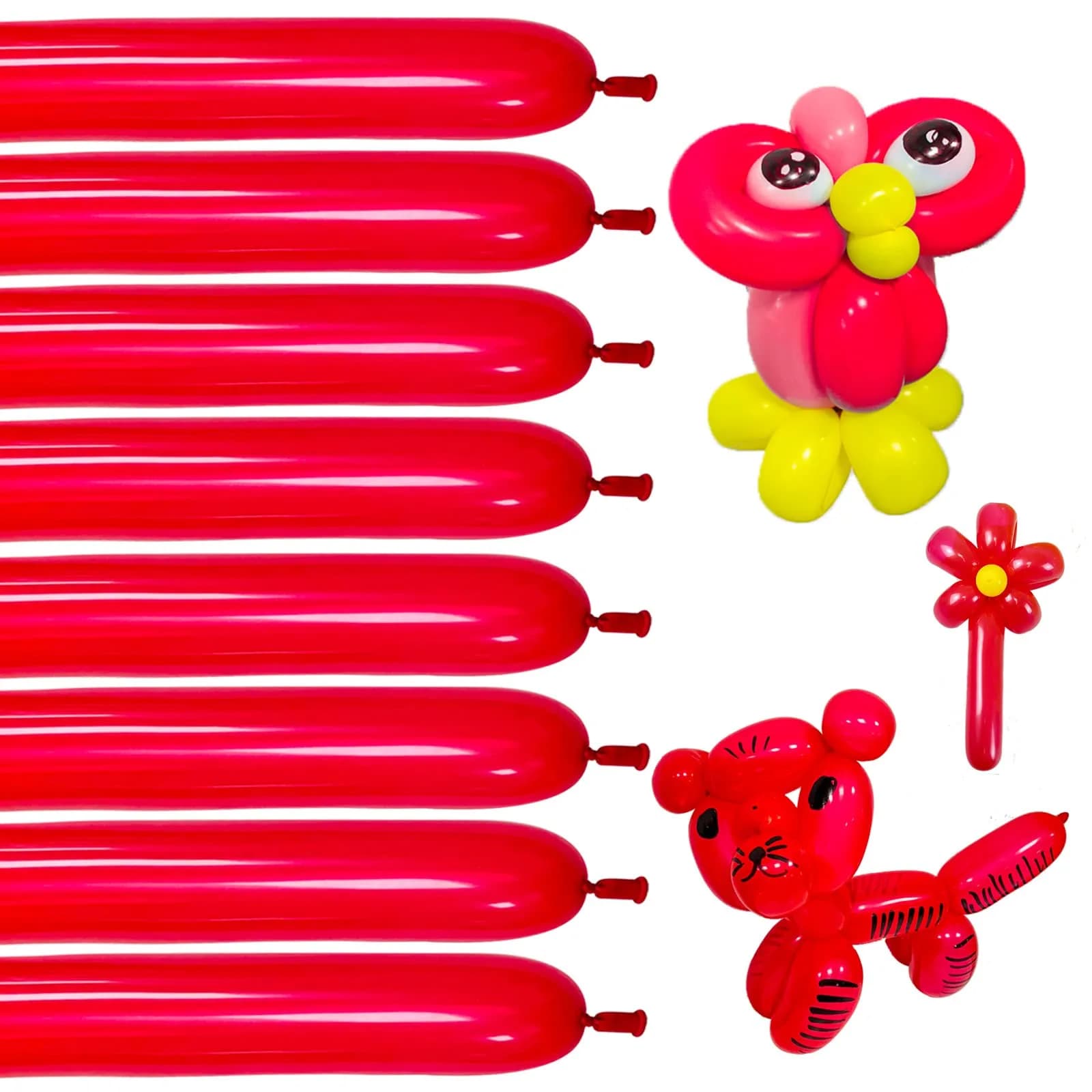 KUULBELA 260q Red Twisting Balloons - 100pcs | Eco-Friendly Natural Latex for Modelling & Party Decorations - main product image