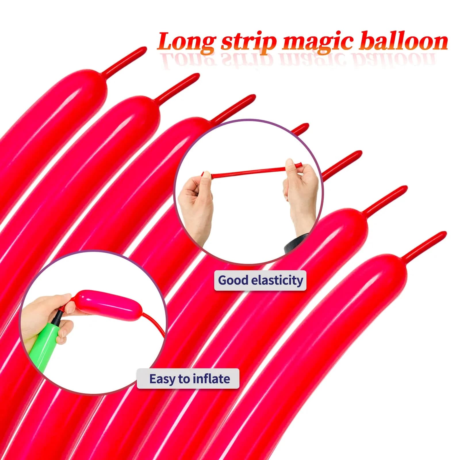 KUULBELA 260q Red Twisting Balloons - 100pcs | Eco-Friendly Natural Latex for Modelling & Party Decorations - view 4