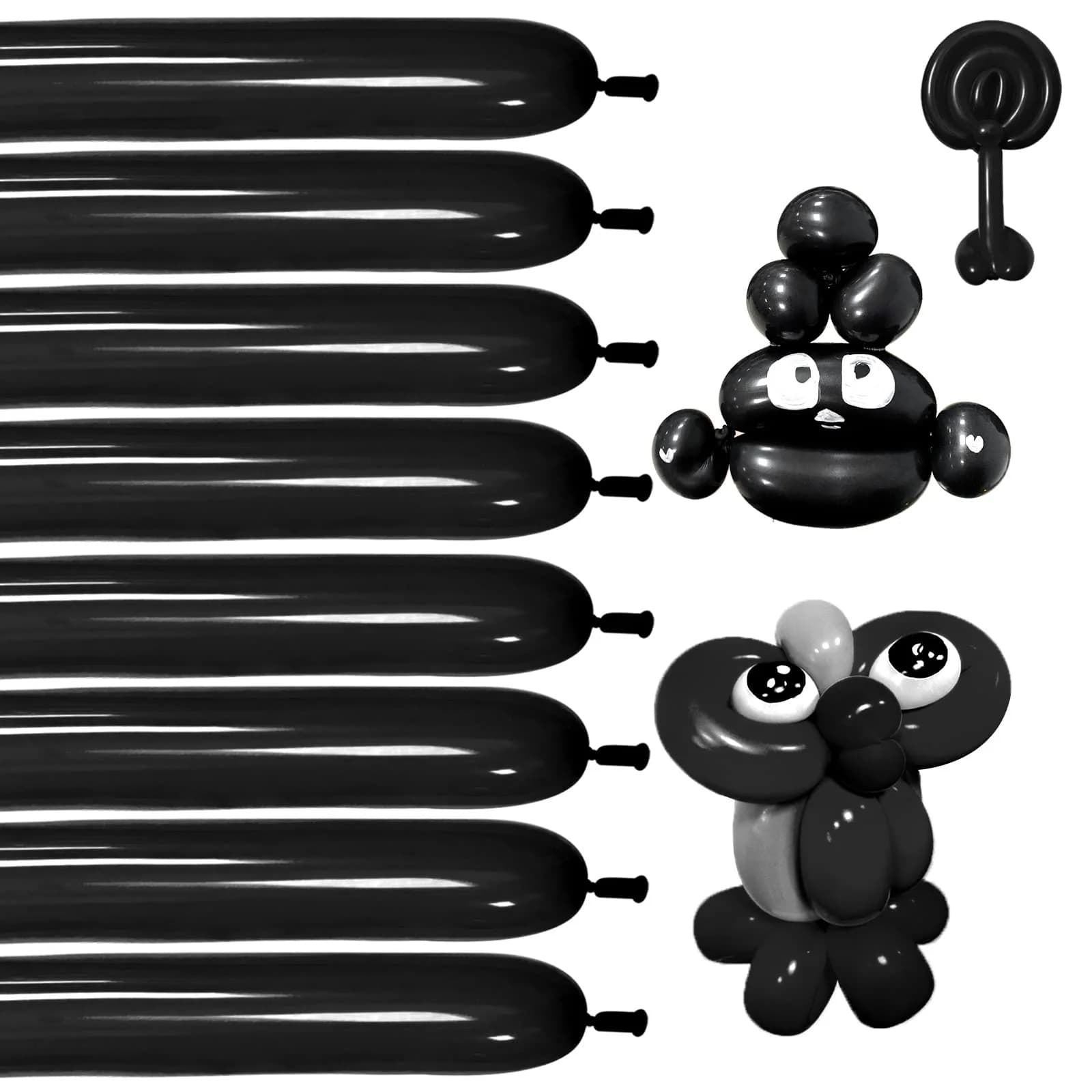 KUULBELA 260q Black Twisting Balloons - 100pcs Natural Latex for Modelling & Party Decorations - main product image