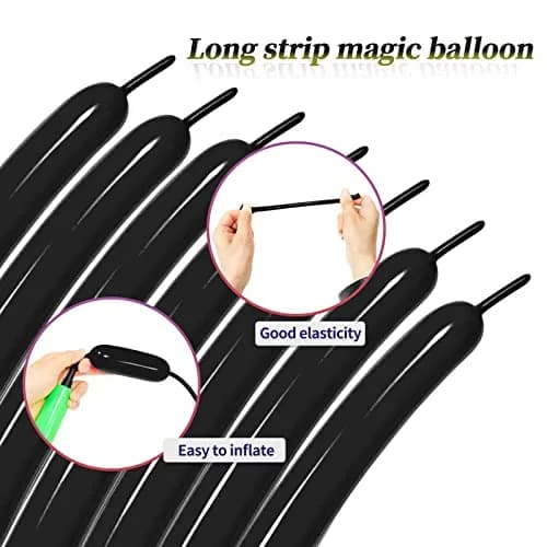 KUULBELA Black 100pcs Long Twisting Balloons | Thick Latex for Animal Models & Party Styling thumbnail 4
