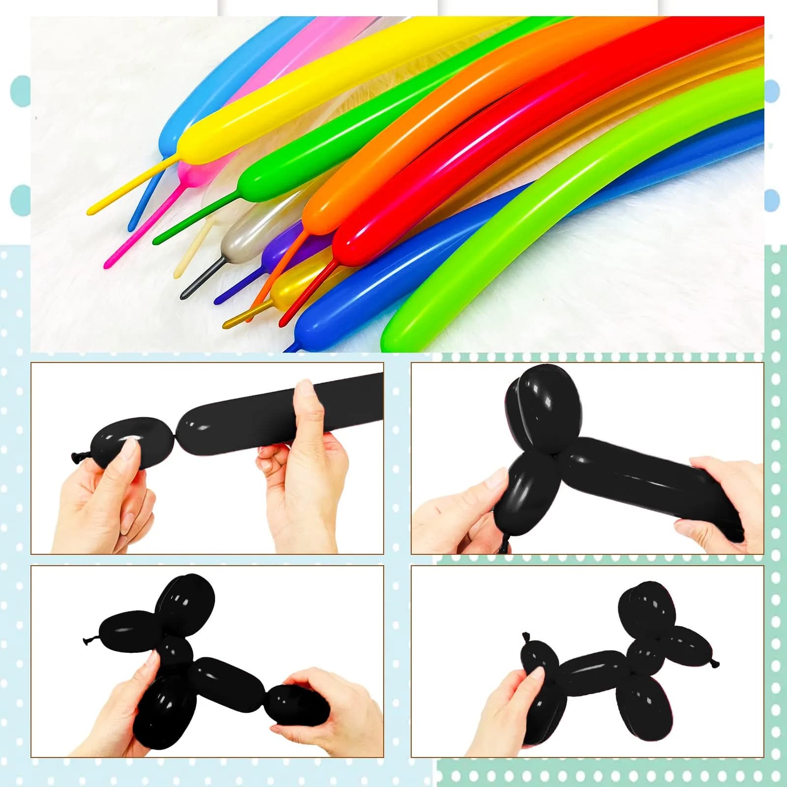 KUULBELA Black 100pcs Long Twisting Balloons | Thick Latex for Animal Models & Party Styling - view 6