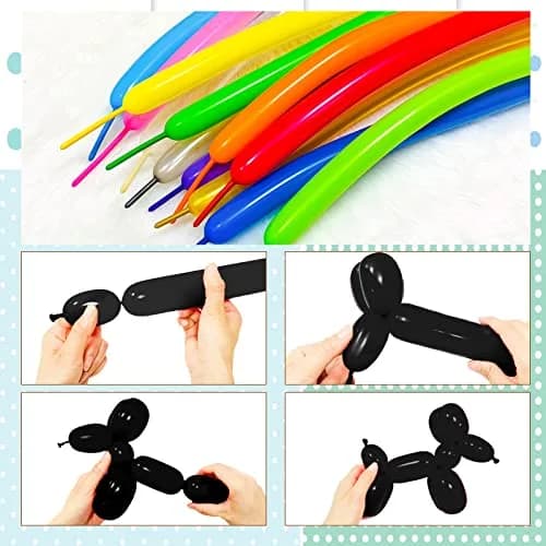 KUULBELA Black 100pcs Long Twisting Balloons | Thick Latex for Animal Models & Party Styling thumbnail 6