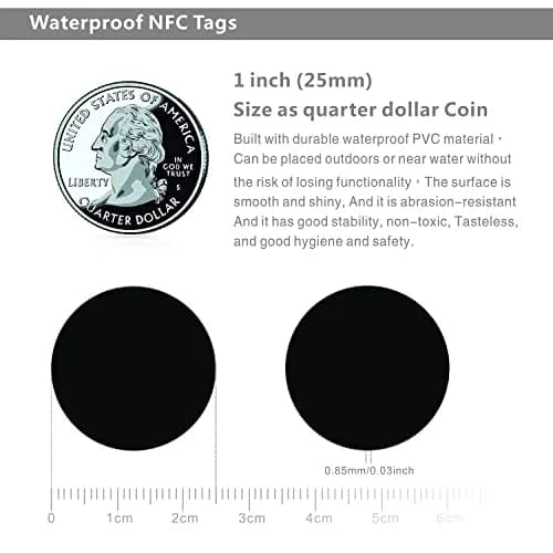 sanpopo Black NFC Cards 30PCS 25mm (1 Inch) Coin NFC Card | NTAG215 Chip with 504 Bytes Memory thumbnail 3