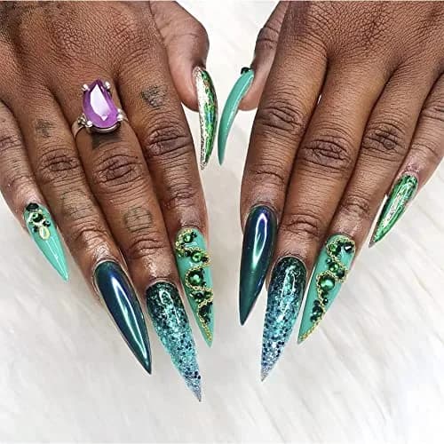 La Jolie Jasmin 735 Pieces Green Rhinestones for Nails | High-Quality Nail Art Crystals (735 pcs, Glass, AB Finish) thumbnail 3