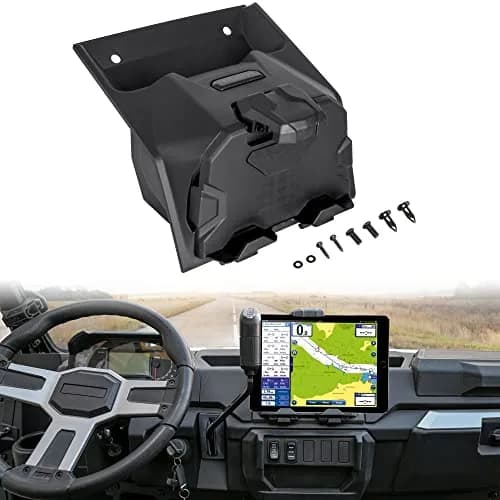 SAUTVS Tablet Mount for Polaris Ranger XP 1000/Crew 2018-2026 with Storage Box | Adjustable Dashboard Mount thumbnail 1