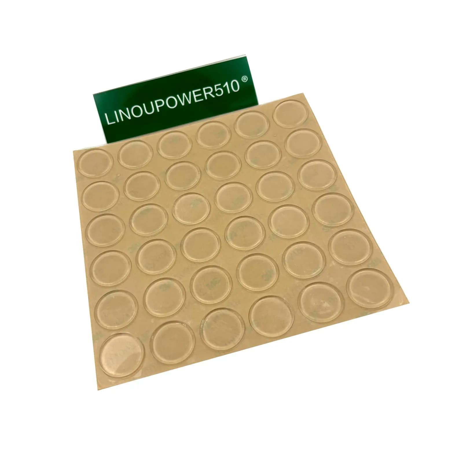 LINOUPOWER510 Clear Furniture Floor Protector Pads | 15mm x 2mm Round Adhesive Bumpers (36 Pieces) — Clear